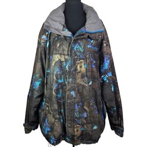 Columbia Vintage Titanium Omni Tech Camouflage Jacket with Blue Accents Size XL